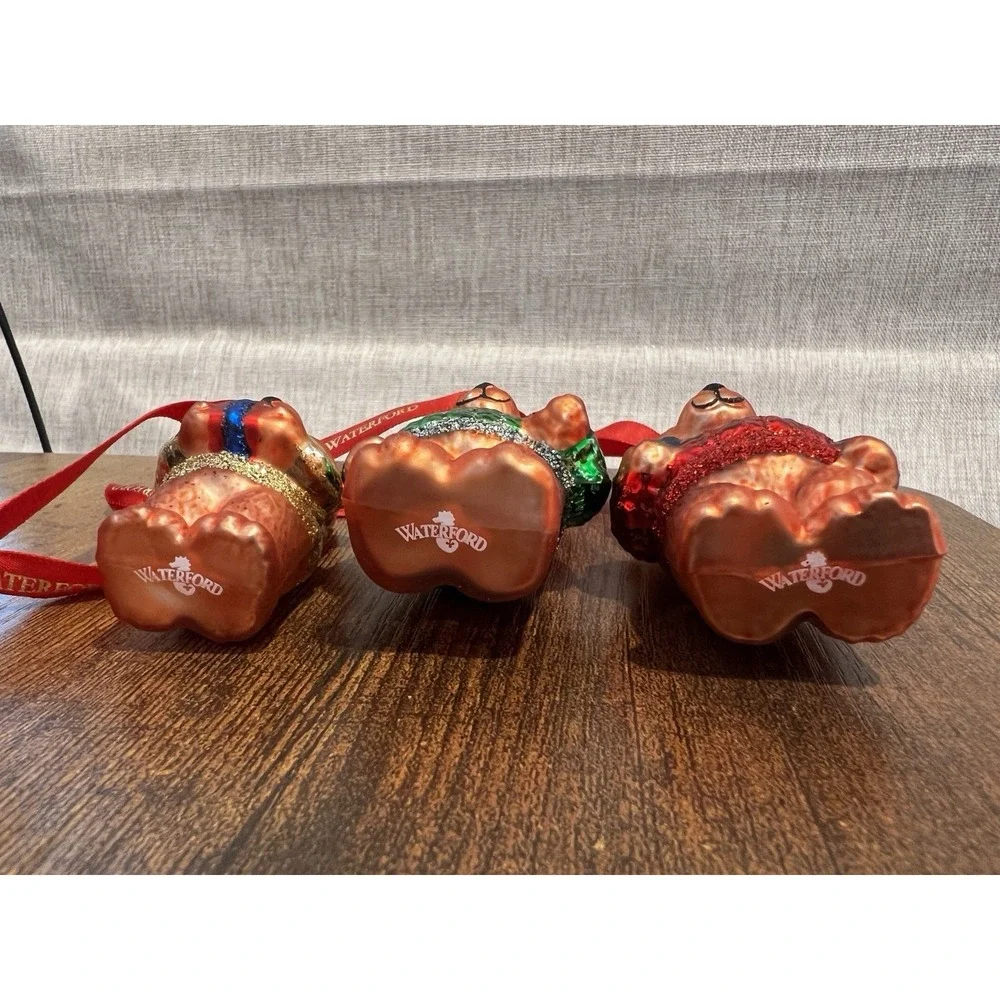 Waterford Holiday Heirlooms Set of 3‎ Teddy Bear Christmas Ornaments Luxury